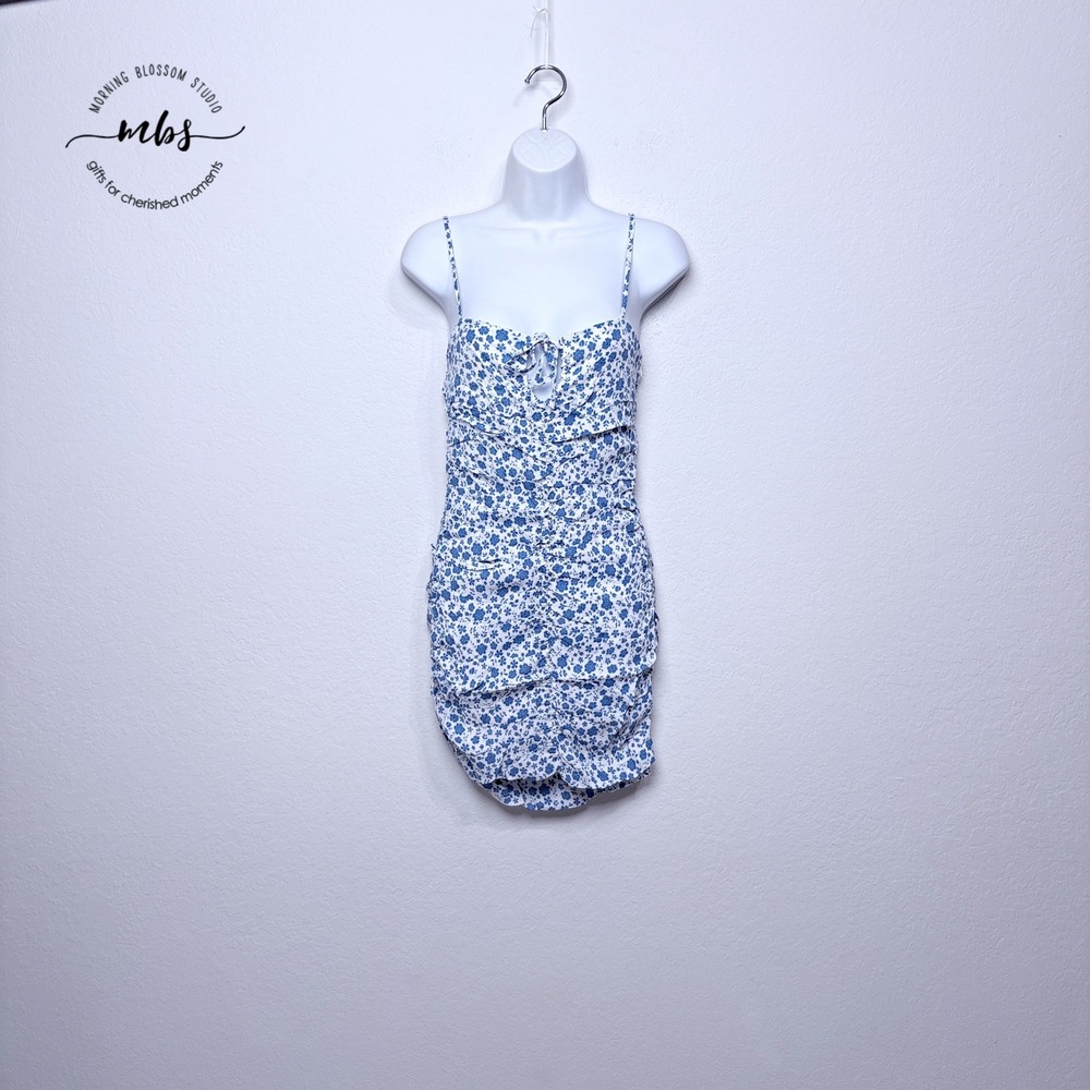 NWT‎ Sky To Moon Floral Sweetheart Mini Dress Blue White Women M
